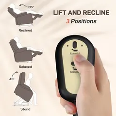 HOMCOM Electric Rise/Recline Armchair, with Reading Light - Brown - 4