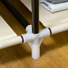 HOMCOM Fabric Wardrobe, Portable Wardrobe with 6 Shelves, 1 Hanging Rail, Foldable Closets, 103 x 43 x 162.5 cm, Cream White - 9