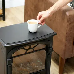 HOMCOM Electric Fireplace Stove Heater with 3D Flame Effect, 2000W/1000W, Freestanding Portable Fireplace with Adjustable Thermostat, 2 Heat Settings for Living Room, Black - 9