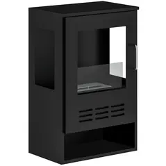 HOMCOM Ethanol Fireplace Stove with Shelf, Freestanding Bioethanol Fire, Indoor Ethanol Burner with 0.9 Litres Volume, Burns for Up to 3.3 Hours, 27 Inch, Black - 1