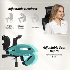 HOMCOM Ergonomic Office Chair, High Back Mesh Desk Chair, Black - 6