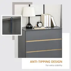 HOMCOM Drawer Chest, 3-Drawer Storage Organiser for Bedroom, Living Room, 80cmx40cmx80cm, Dark Grey - 6