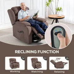 HOMCOM Eight-Point Massage Electric Lift Chair - Dark Brown - 6