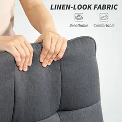 HOMCOM Double Padded Linen-Look Office Chair - Charcoal Grey - 8