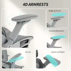 HOMCOM Ergonomic Office Chair, High Back Mesh Desk Chair, Grey - 7