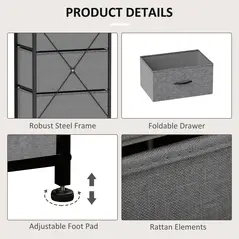 HOMCOM Fabric Chest of Drawers, Industrial Bedroom Dresser with 5 Fabric Drawers, Steel Frame and Wooden Top for Nursery, Living Room, Hallway, Rustic Brown and Grey - 6