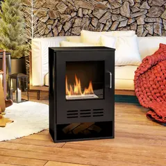 HOMCOM Ethanol Fireplace Stove with Shelf, Freestanding Bioethanol Fire, Indoor Ethanol Burner with 0.9 Litres Volume, Burns for Up to 3.3 Hours, 27 Inch, Black - 8