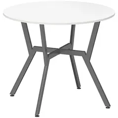 HOMCOM Dining Table, Round Kitchen Table with Black Legs for Living Room, Dining Room 90 x 76 cm, High Gloss White - 1