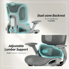 HOMCOM Ergonomic Office Chair, High Back Mesh Desk Chair, Grey - 5