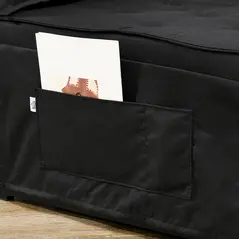 HOMCOM Fabric Sleeper Chair, Folding Chair Bed with Adjustable Backrest, Pillow, Side Pockets for Living Room, Black - 8