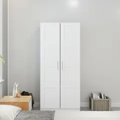 HOMCOM Double Paneled Door Wardrobe, with Shelves - White - 7