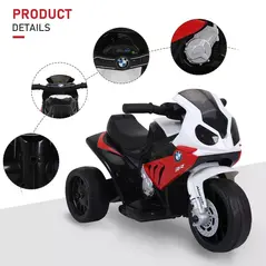 HOMCOM Electric Motorbike for Kids Ride on BMW Motorbike W/Headlights and Music, 6 V-Red - 3
