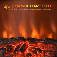 HOMCOM Electric Stove Heater with Realistic Flame Effect, 2000W Portable Indoor Freestanding Electric Fireplace with Adjustable Thermostat, Black - 6