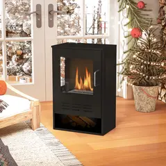 HOMCOM Ethanol Fireplace Stove with Shelf, Freestanding Bioethanol Fire, Indoor Ethanol Burner with 0.9 Litres Volume, Burns for Up to 3.3 Hours, 27 Inch, Black - 9