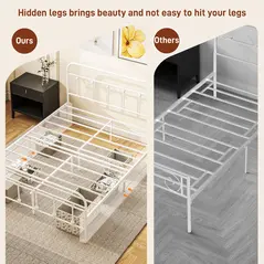 HOMCOM Double Minimalistic Metal Bed Frame - White - 8