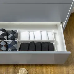 HOMCOM Drawer Chest, 3-Drawer Storage Cabinet Unit with Pine Wood Legs for Bedroom, Living Room, 75cmx42cmx75cm, Grey - 9