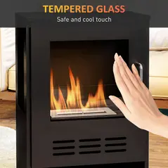 HOMCOM Ethanol Fireplace Stove with Shelf, Freestanding Bioethanol Fire, Indoor Ethanol Burner with 0.9 Litres Volume, Burns for Up to 3.3 Hours, 27 Inch, Black - 6