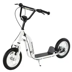 HOMCOM Dual Brakes 12" Metal frame Kick Scooter adjustable black - 1