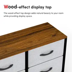 HOMCOM Fabric Chest of Drawers, Storage Drawers, Industrial Bedroom Dresser with 6 Fabric Drawers, Steel Frame and Wooden Top for Nursery, Living Room, Hallway, Grey - 4