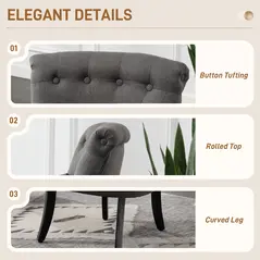 HOMCOM Fabric Single Sofa Dining Chair Tub Chair Upholstered W/ Pillow Solid Wood Leg Home Living Room Furniture Charcoal Grey - 5