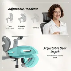HOMCOM Ergonomic Office Chair, High Back Mesh Desk Chair, Grey - 6