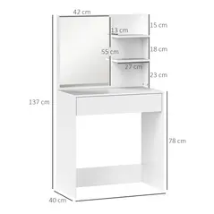 HOMCOM Dressing Table with Mirror and Storage - White - 3