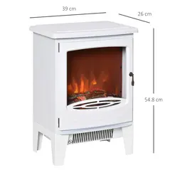 HOMCOM Electric Fireplace Stove, Free standing Fireplace Heater with Realistic LED Flame Effect and Adjustable Brightness, Overheat Safety Protection, 900W/1800W, White - 3