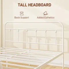 HOMCOM Double Minimalistic Metal Bed Frame - White - 4
