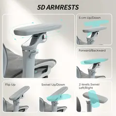 HOMCOM Ergonomic Office Chair, High Back Mesh Desk Chair, Grey - 7