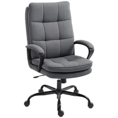 HOMCOM Double Padded Linen-Look Office Chair - Charcoal Grey - 1