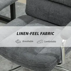 HOMCOM Executive Office Chair, Linen Fabric Computer Desk Chair with Double-Layer Back Cushion, Rocking Function, Height Adjustable for Home, Charcoal Grey - 6