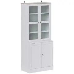 HOMCOM Double Storage Display Cabinet - White - 1