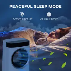 HOMCOM Evaporative Air Cooler, 6.5L 4-in-1 Bladeless Portable Cooler, Fan, Humidifier, Air Clean Anion with Oscillation, 6 Speeds, 24H Timer, Sleep Mode, 2 Ice Packs, Wheels, Remote, for Home Office - 9