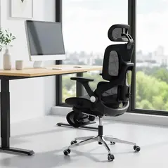 HOMCOM Ergonomic Office Chair, High Back Mesh Desk Chair, Black - 2