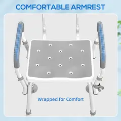HOMCOM EVA Padded Shower Chair for the Elderly and Disabled, Height Adjustable Shower Stool with Back and Arms, 4 Suction Foot Pads, Light Grey - 5