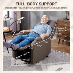 HOMCOM Electric Rise/Recline Armchair, with Reading Light - Brown - 7