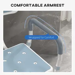 HOMCOM EVA Padded Shower Chair for the Elderly and Disabled, Height Adjustable Shower Stool with Back and Arms, 4 Suction Foot Pads, Light Blue - 5