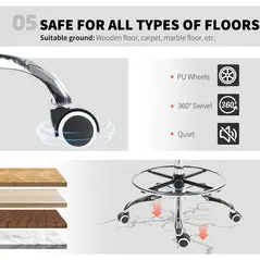 HOMCOM Draughtsman Chair, with Adjustable Lumbar - Charcoal Grey - 8