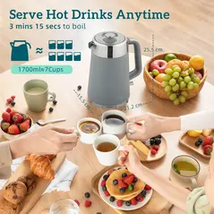 HOMCOM Electric Stainless Steel Kettle and Toaster Set, 3000W 1.7L UK Strix Thermostat Fast Boil Kettle w/ Limescale Filter, Cool Touch Body, 4 Slice Toaster with 7 Browning Levels, Crumb Tray, Taupe - 3