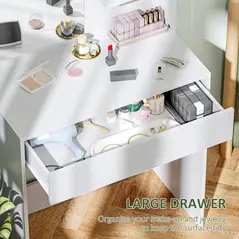 HOMCOM Dressing Table with Mirror and Storage - White - 7