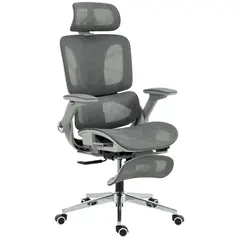 HOMCOM Ergonomic Office Chair, High Back Mesh Desk Chair, Grey - 1