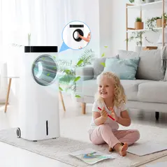 HOMCOM Evaporative Air Cooler, 6.5L 4-in-1 Bladeless Portable Cooler, Fan, Humidifier, Air Clean Anion with Oscillation, 6 Speeds, 24H Timer, Sleep Mode, 2 Ice Packs, Wheels, Remote, for Home Office - 2