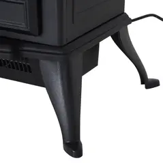 HOMCOM Electric Stove Heater with Realistic Flame Effect, 2000W Portable Indoor Freestanding Electric Fireplace with Adjustable Thermostat, Black - 8
