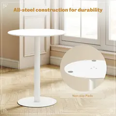 HOMCOM Dining Table, Round Kitchen Table with Steel Base for Living Room, Dining Room, 60 x 60 x 72cm, White - 5