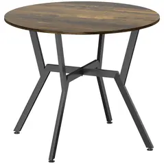 HOMCOM Dining Table, Round Kitchen Table with Black Legs, Anti-slip Foot Pads for Living Room, Dining Room 90 x 76 cm, Rustic Brown - 1