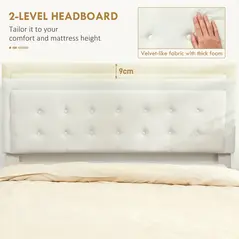 HOMCOM Double Ottoman Bed Frame, with Front Drawer - Cream - 5