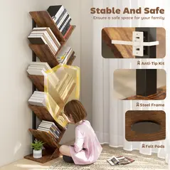 HOMCOM Eight-Section Tree Bookcase - Wood-Effect - 5