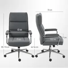 HOMCOM Executive Office Chair, Linen Fabric Computer Desk Chair with Double-Layer Back Cushion, Rocking Function, Height Adjustable for Home, Charcoal Grey - 3