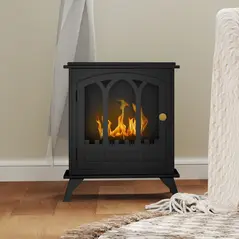 HOMCOM Ethanol Fireplace Stove, Freestanding Bioethanol Fire, Indoor Ethanol Burner with 0.9 Litres Volume, Burns for Up to 3.3 Hours, 21 Inch, Black - 6