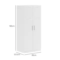 HOMCOM Double Paneled Door Wardrobe, with Shelves - White - 3